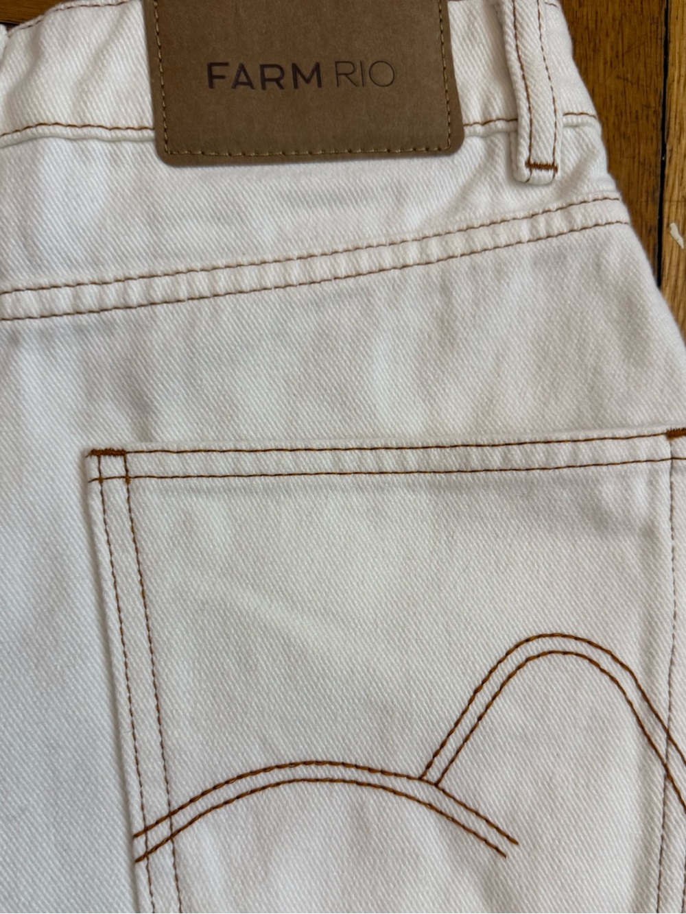 Farm Rio Embroidered Coconut Off-white Beaded denim - Picture 6 of 13